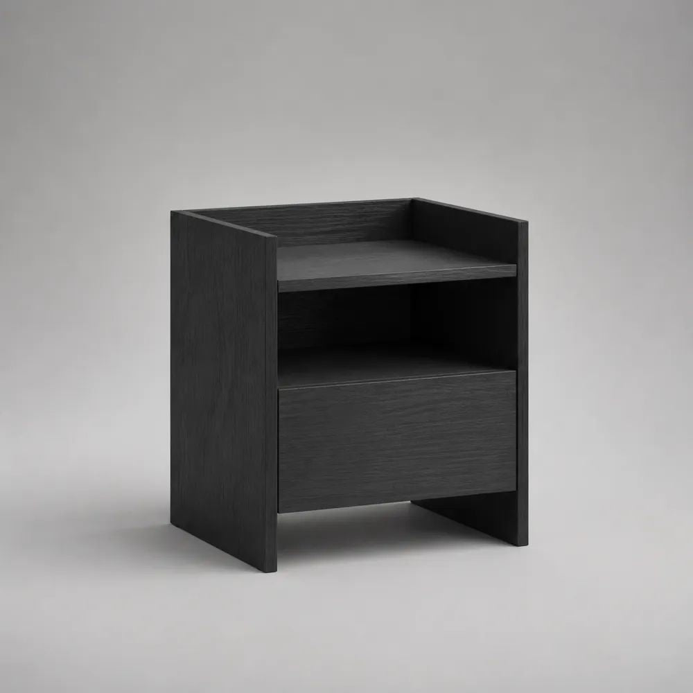 Nachttisch mit Schublade und offenem Ablagefach aus melaminharzbeschichteter Spanplatte, Schwarz, 45 × 40 × 55 cm