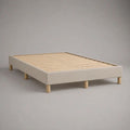 Polsterbett 140 x 200 cm mit Holzlattenrost und Stoffbezug, Beige/Natur, ohne Kopfteil