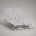 Gartenliegen 2er-Set, verstellbar, Stahlrohr und PVC-beschichtetes Polyestergewebe, Weiß, je 190 × 59 × 95 cm