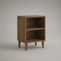 Rechteckiger Nachttisch aus MDF mit Walnussfurnier, 2 offene Fächer, Nussbaumbraun, 45 × 35 × 60 cm