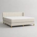 Boxspringbett-Set mit Matratze und Topper 180 x 200 cm, Bouclé-Bezug, Beige/Natur