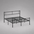 Metallbett 140 x 200 cm, Gesamtmaß 208 x 146 x 100 cm, Stahlbettgestell mit Kopfteil, Fußteil und Stahl-Lattenrost, Schwarz