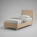 Einzelbett aus MDF mit Eichenfurnier, Liegefläche 90 × 200 cm, Eiche hell/Silber