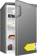 Bomann Kühlschrank VS 2195.1, leise 39dB, Fassungsvermögen 133L, Energieklasse D, klein mit Gemüsefach, inox, Breite 85cm, 3 Ablagen, ohne Gefrierfach