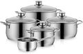 WMF Topfset, Diadem Plus Induktion 5-teilig, Kochtopf Set mit Glasdeckel, Cromargan Edelstahl poliert, Induktions Töpfe Set unbeschichtet