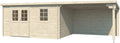 Gartenhaus CA2987, Wandstärke 28 mm, BxTxH: 696 x 309 x 204 cm, Mit 3 m Anbau, inklusive. 1 Fenster, Blockbohlenhaus, Naturbelassen