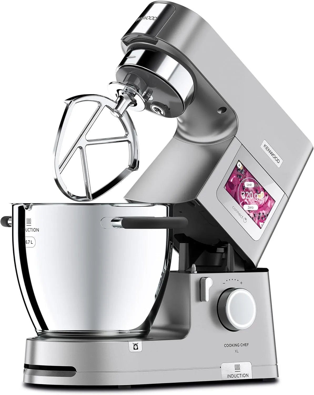 Kenwood Küchenmaschine KCL95.004SI, Fassungsvermögen 6,7 L Edelstahl-Schüssel, Leistung 1500W, inklusive. 5-teiligem Patisserie-Set, Silber