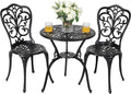 Avestar 3-teiliges Outdoor Bistro Set, 2 Bistrostühlen, Balkonmöbel Set, mit einem Schirmloch, Ohne Armlehnen, Gartenmöbel, für Terrasse