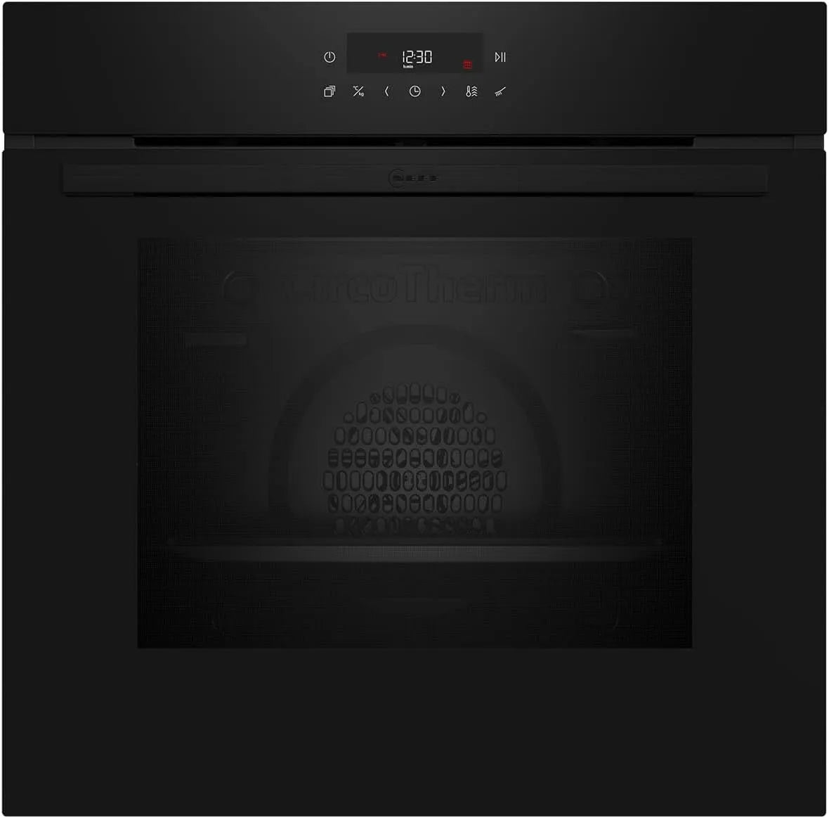 Neff Backofen B2CCJ7AK0 N30, Einbaubackofen 60x60cm, LED Display, ohne Knebel, mit Pyrolyse, Klapptür, in Schwarz mit CircoTherm
