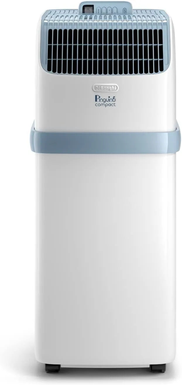 De'Longhi Modell 60m3 ES72 24-Stunden-Timer, für Räume bis zu 60m3, Entfeuchtungsfunktion, Mobiles Klimagerät, Weiß, 8.300 BTU, Pinguino Compact YOUNG
