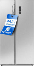 Bomann Kühlschrank SBS 7344, Verbrauch 287 kWh, No Frost, mit MultiAirflow-Technologie, inox, Fassungsvermögen 442L Inhalt, mit Gefrierfach, Jahr