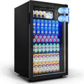 Kühlschrank, Mini für 140 Dosen, mit Glastür kleiner, Bier, für Homebar, Gastronomie, Fassungsvermögen 93L Getränkekühlschrank, LED, Wein