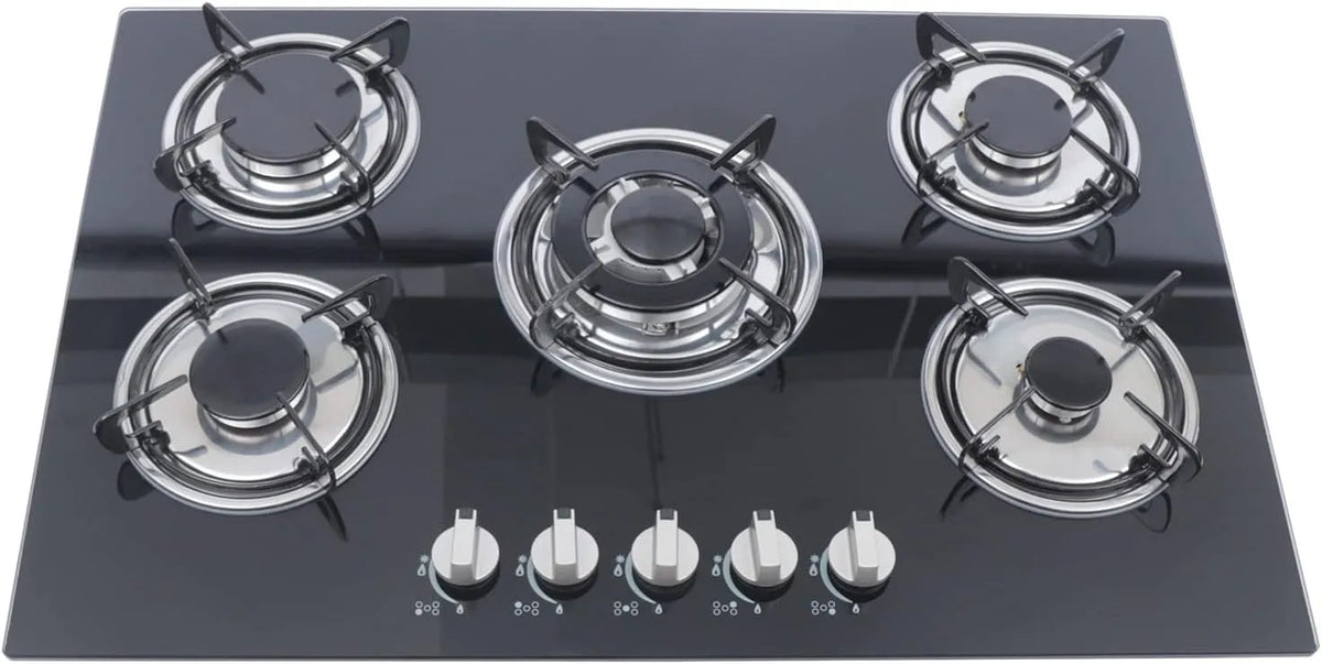 Kochfeld Herd Oben Gas, 30' 5 Brenner Tempered Glass Built-In Gas Mit Flammenausfallsystem ren Ihnen, Brenner Küche Kochen