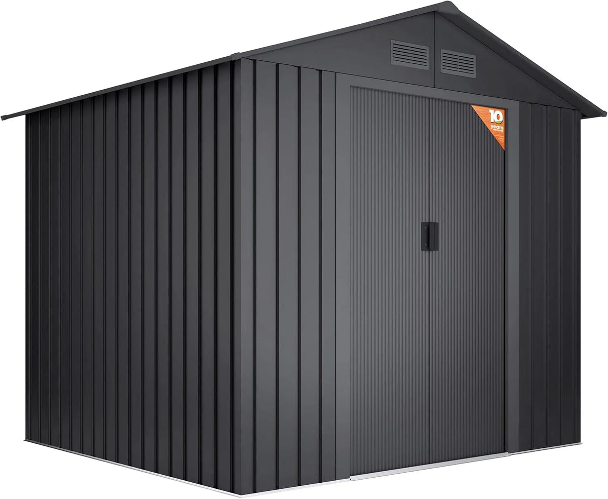 Gartenhaus Wasabi 27m2, Maße 261x202x202cm, Doppelte Schiebetür, Gerätehaus Outdoor Wetterfest, Metall 5 Light Anthracite, Lüftungsgitter