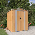 Geräteschuppen, Hellbraun 192x191x223 cm Verzinkter Stahl, Fahrrad Unterstand, Gerätehaus, Fahrradgarage, Gartenhütte, Gartenhäuschen