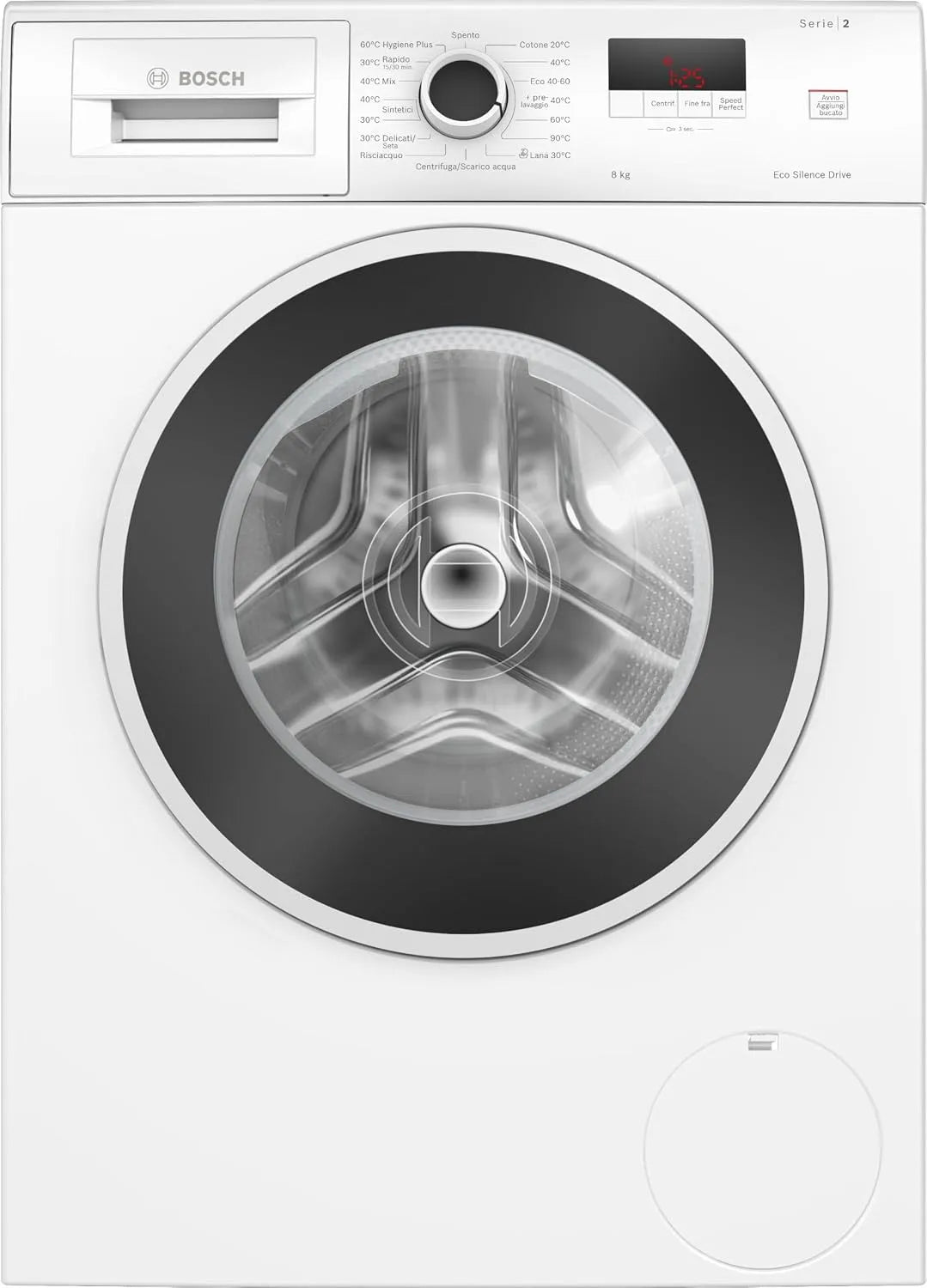 Bosch Waschmaschine WGE03200IT 1200, Hygiene Plus: Hygienische Reinigung auch bei 40 °C, Breite 60 cm, Weiß, Elettrodomestici Serie 2, Frontbeladung