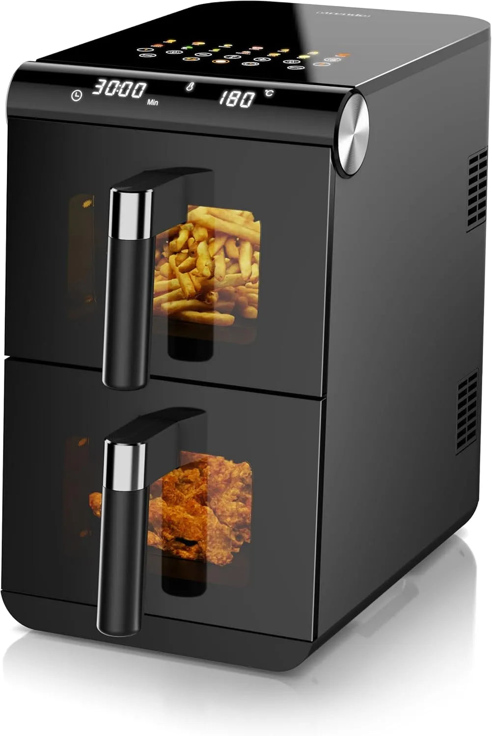 Heißluftfritteuse Arendo, XXL Dual Zone 2 Kammern, 11,4L Kapazität, 2 Zonen, 13 Betriebsprogramme, 3D Umluftsystem, Sync und Match-Funktion, BPA-frei