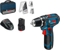 Bosch Modell 12V-15 39tlg.-Zubehör-Set, Werkzeugtasche, Professional 12V System Akku Bohrschrauber GSR, inklusive. 2x2.0 Akku, Ladegerät