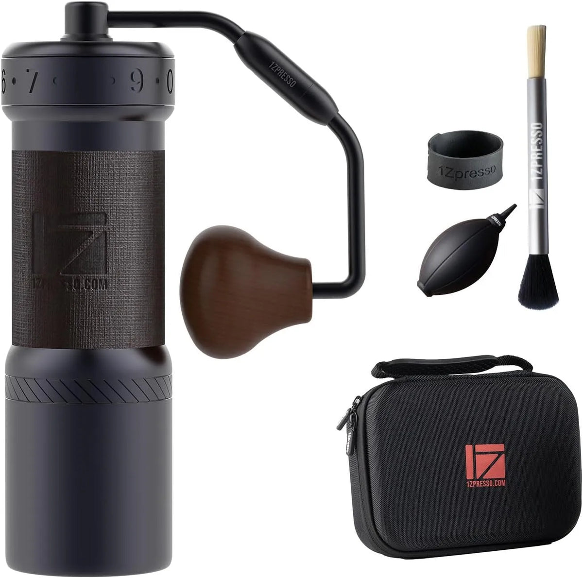 Kaffeemühle 1Zpresso K-Ultra Manuelle, Magnetischer Behälter mit 40g Kapazität, Eisengrau mit konischen Mahlwerk aus Edelstahl
