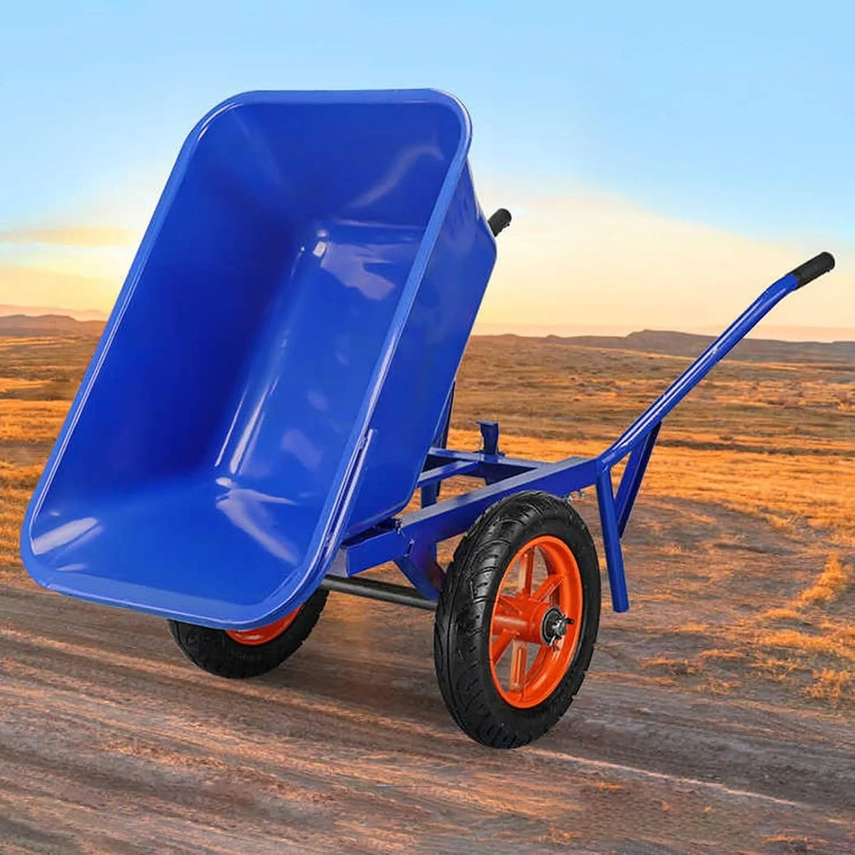 Schubkarre, Blauer Praktischer Handwagen for Die Familie, mit Großen Gartenwagen Rädern, Kippwagen mit Weichem Griff, for Lebensmittel, Strand, Sport