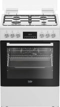 Beko Kochfeld FBM62320WDSL, 4 Kochzonen, Freistehender Herd, Seitengitter, Weiß, Fassungsvermögen 72 l Garraum-Volumen, 8 Heizarten