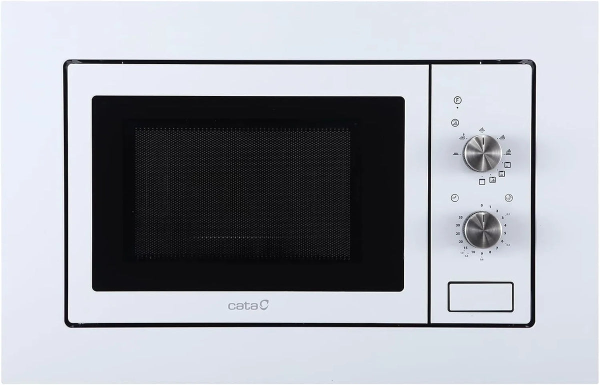 Mikrowelle MMA 20 WH CATA Einbau, Leistung 800 W mit Grillfunktion, Drehteller Ø24,5 cm, 9 Funktionen, Fassungsvermögen 20L, mechanischer Timer, Weiß