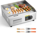 Vevor Grill, Bratplatte Elektrogrill 2800 W, 2 Bürsten und 4 Fußpolstern, Kommerzielle Grillplatte Elektrisch 45 x 30 cm