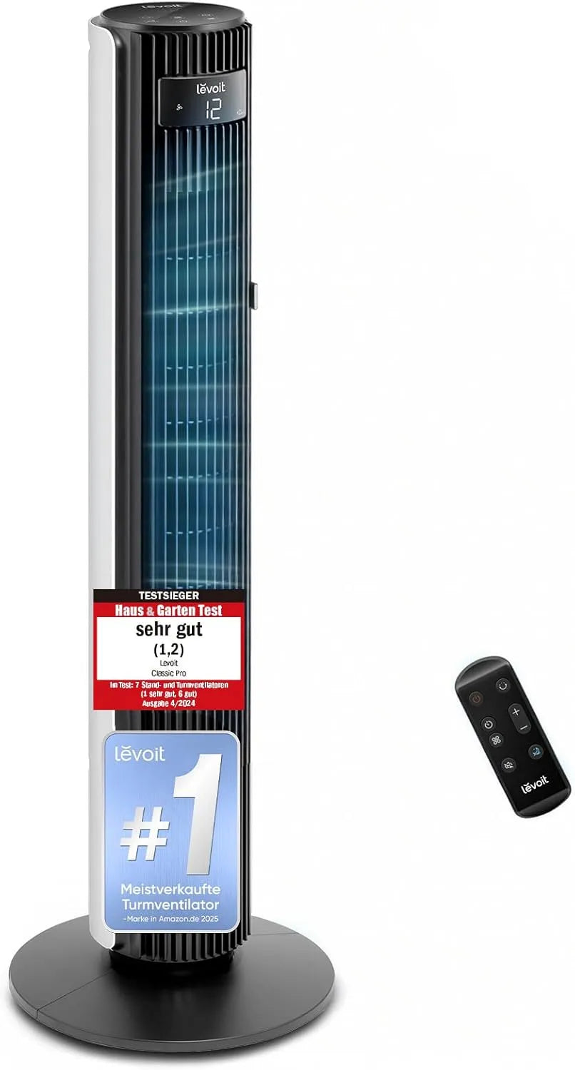 Ventilator 9m/s, Breite 106 cm, 4 Modi, 12 Stufen, 12 Std Timer, Tower Fan mit 7,9m, 90° oszillierender, Modell 9m, Levoit