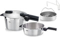 Fissler Vitaquick, Schnellkochtopf 4,5 L + Schnellbratpfanne 2,5 L, m. Einsatz, Induktion, Breite 22 cm, 2-Garstufen, Made in Germany