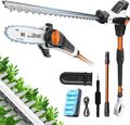 Heckenschere, 47 cm Stabheckenschere, Automatische Kettenschmierung, Litheli 20V 2-in-1 Akku Teleskop & Hochentaster mit 2.0Ah Akku, Ergonomisch