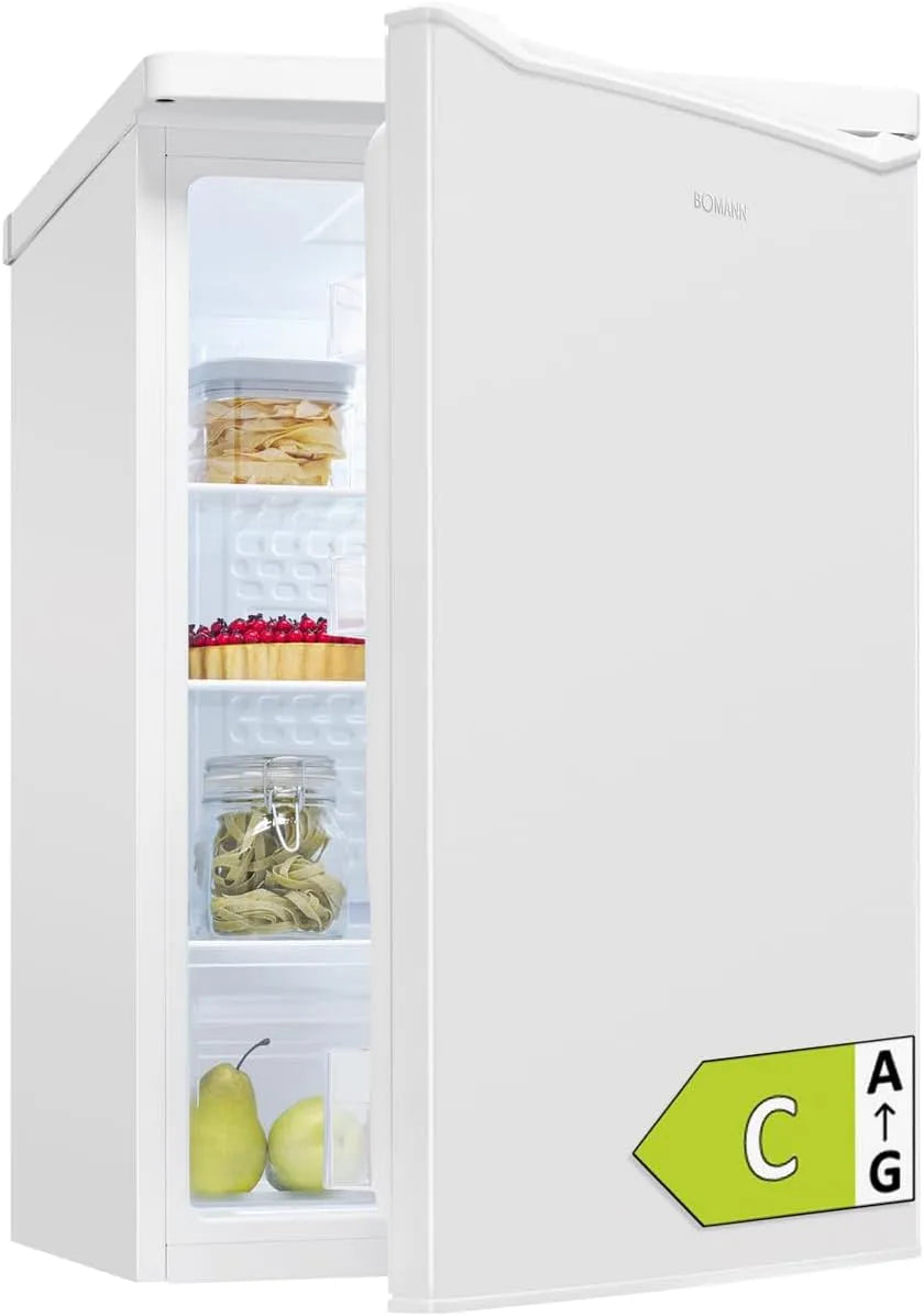 Bomann Kühlschrank VS 7258, Breite 85cm, leise 35dB, Standardkühlschrank 126L, Energieklasse C, weiß, 5 Jahre Kompressor, 0-8°C, 3 Ablagen