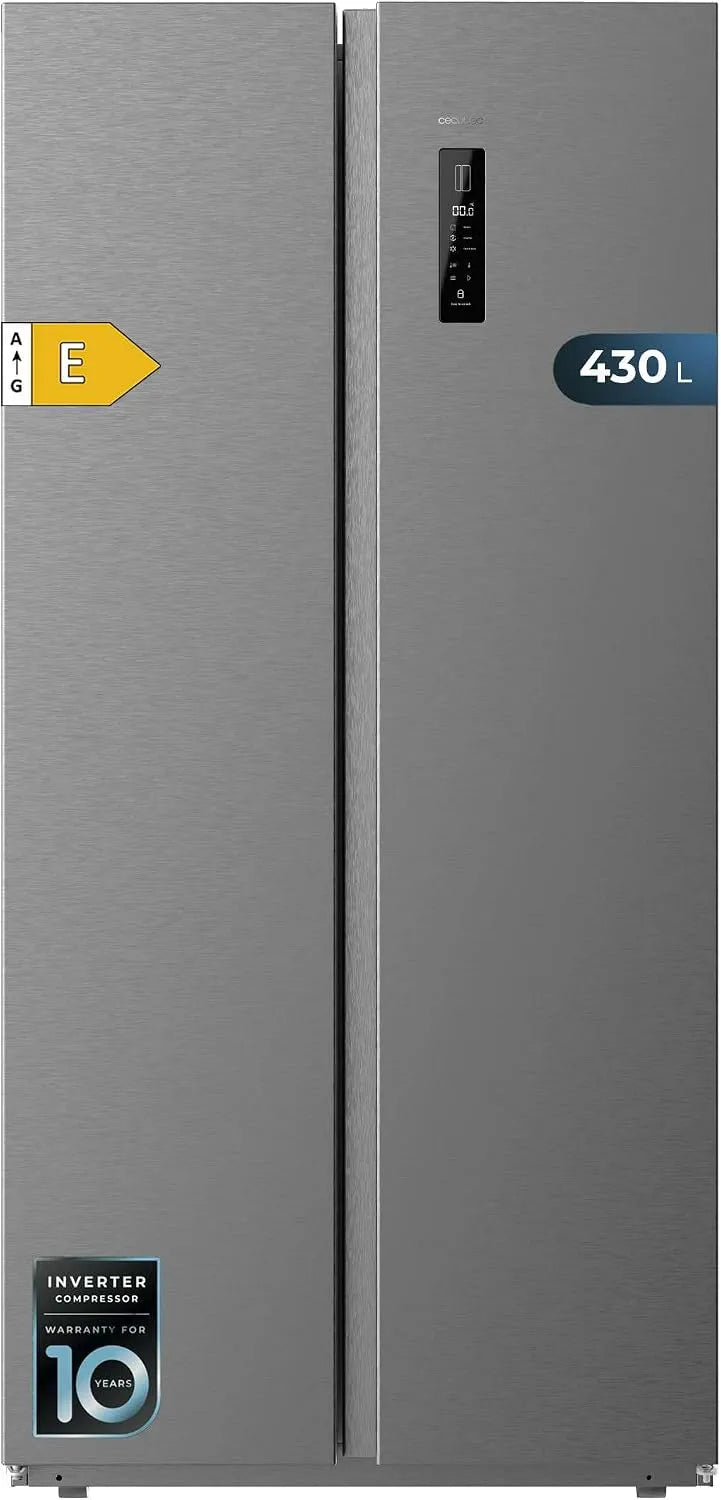 Cecotec Kühlschrank SBS 430, Side-By-Side Bolero CoolMarket Dark E. 430 L, Inverter Plus, Total No Frost, Multi Airflow, Door Display