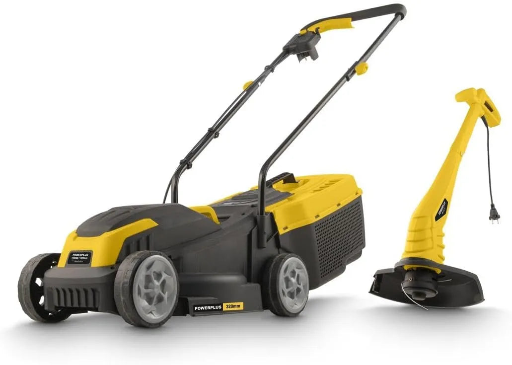Rasenmäher POWXG62205T Powerplus Elektrischer, Gartenwerkzeug, mit 1300 W und 320 mm Ø und Rasentrimmer mit 250 W und 220 mm Ø