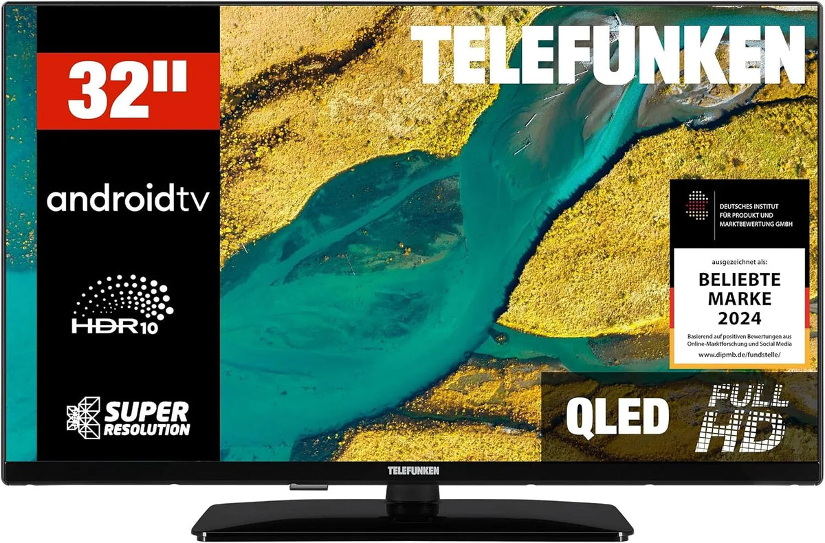 Telefunken Modell D32Q751X2CW, QLED Fernseher 32 Zoll Smart TV Android TV Full HD, 2026, HDR Fernseher mit integriertem Triple-Tuner