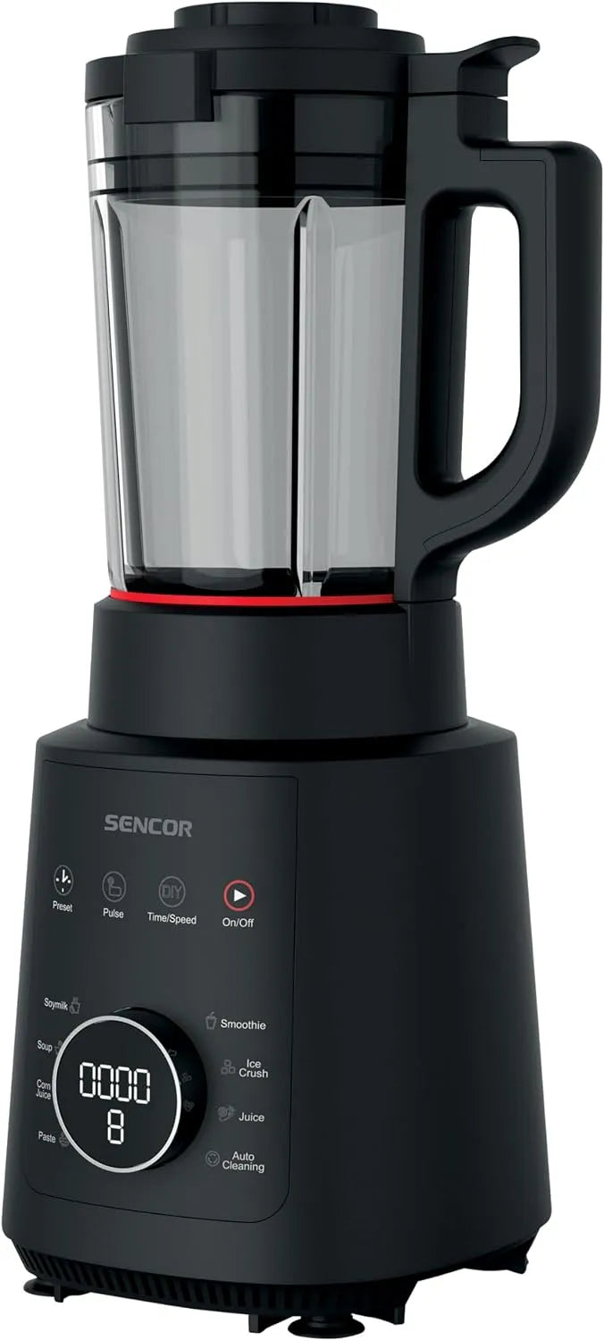 Mit Heizfunktion Sencor Hochleistungsmixer, 9 Geschwindigkeitsstufen, 7 automatische Programme, 8 Klingen, 9 Geschwindigkeitsstufen