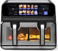 Heißluftfritteuse 9L-802TS Dual Zone, XXL Doppelkammer 2200W mit Trennwand, 8 Betriebsprogramme, 10-in-1 mit 2 Körben, LED Touch Display