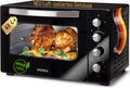 Backofen, Minibackofen 45 Liter mit Glasfront und 2.000 Watt, 60 min Timer, Mini mit Umluft, Drehspieß und Krümelblech, Ober, Unterhitze, Konvektion