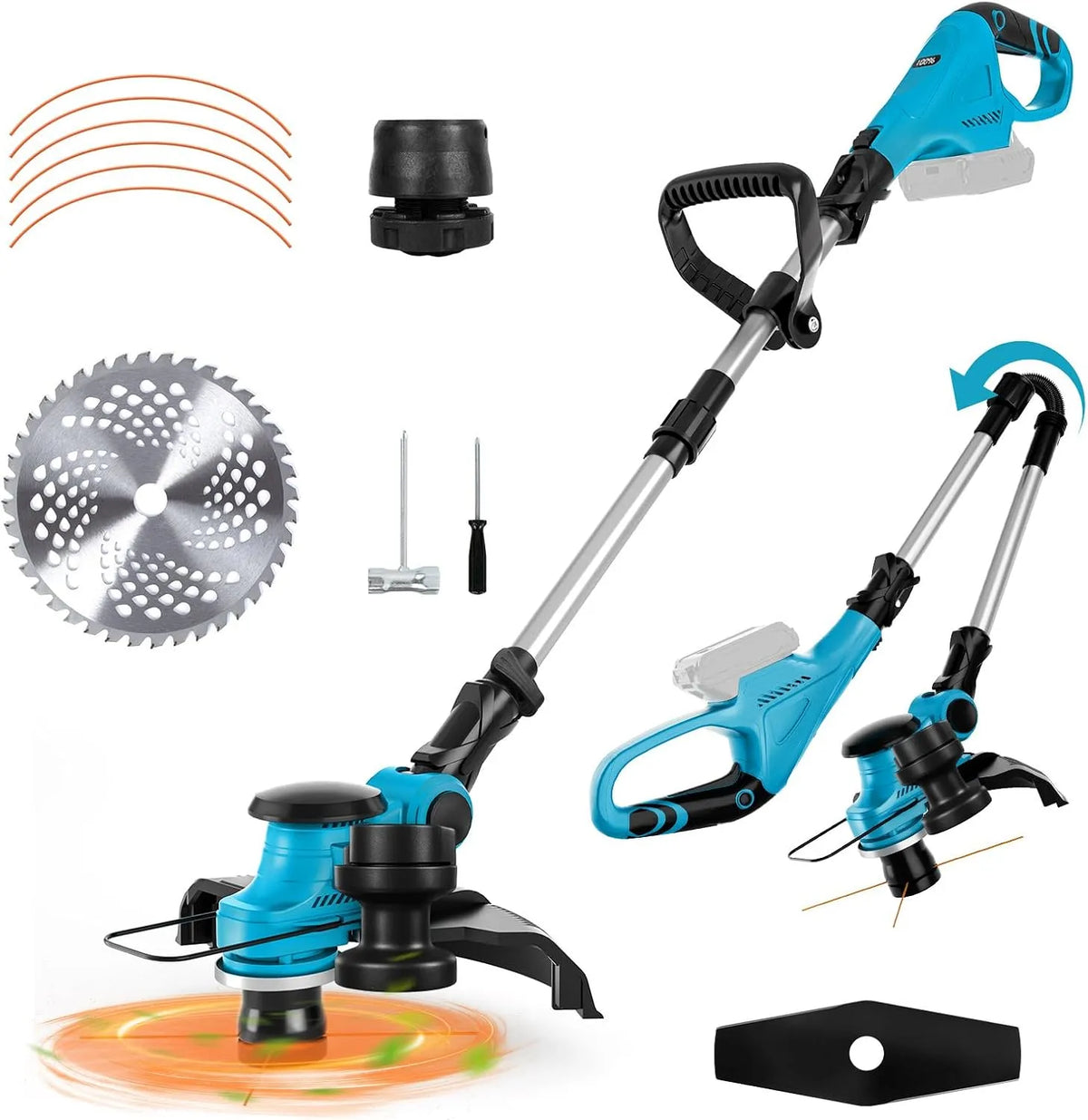 Makita Akku Strimmer kompatibel mit 18V Akku, 3-in-1 Falt-Kombi, Motor 30cm Schnittbreite & Akkustandanzeige. Elektro-Trimmer, Kanten