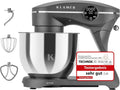 Küchenmaschine KLAMER, Knetmaschine Brotteig mit Edelstahl-Rührschüssel 6 L, Planetenrührwerk, Knethaken, Farbe Grau, Leistung 1800W, Rührbesen