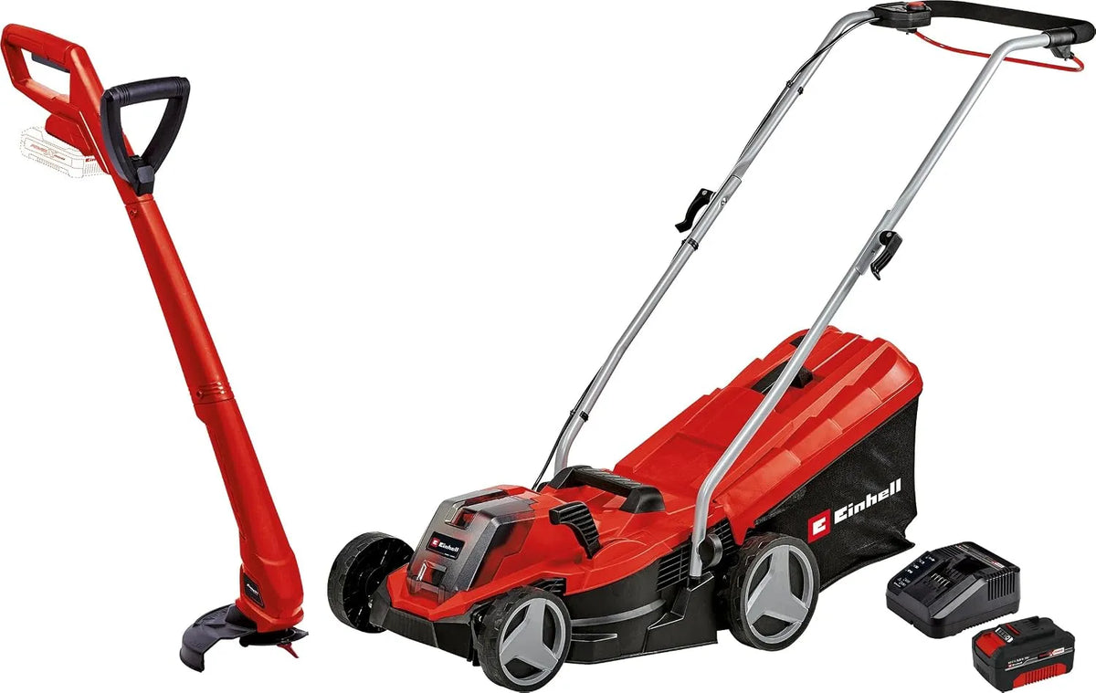 Einhell Rasenmäher GC-CT 18, mit 20 Ersatzklingen, Power X-Change 18/33 Akku & Rasentrimmer Set