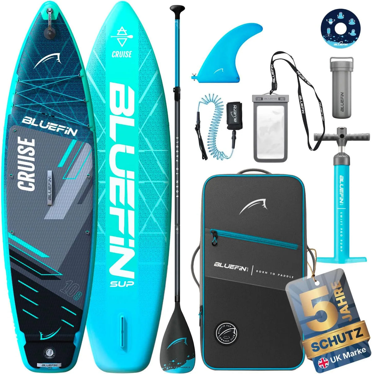 10'8 aufblasbares Paddleboard Bluefin Cruise, 6' Dickes Allround-SUP-Paddleboard, SUP-Paket & Zubehör, Rutschfestes Deckpad & leicht