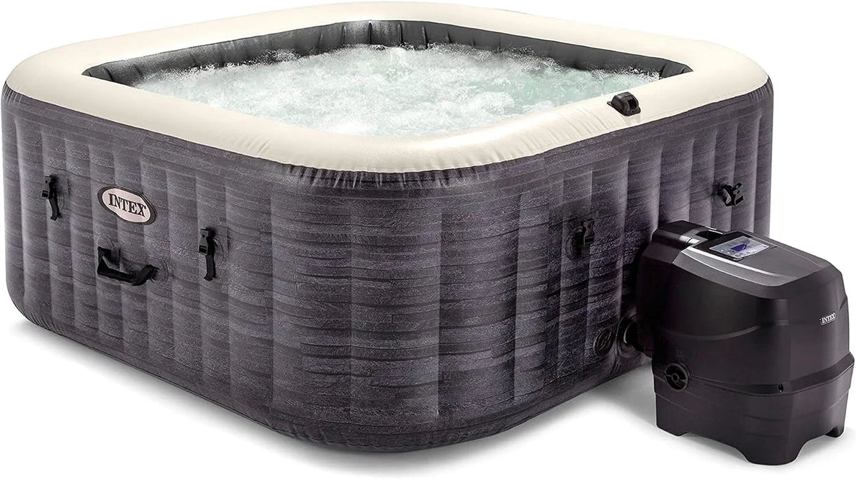 Intex 6-Person Greystone Deluxe Square Bubble Spa Set 28452, Inflated Size: 1.96m x 1.96m x 71cm