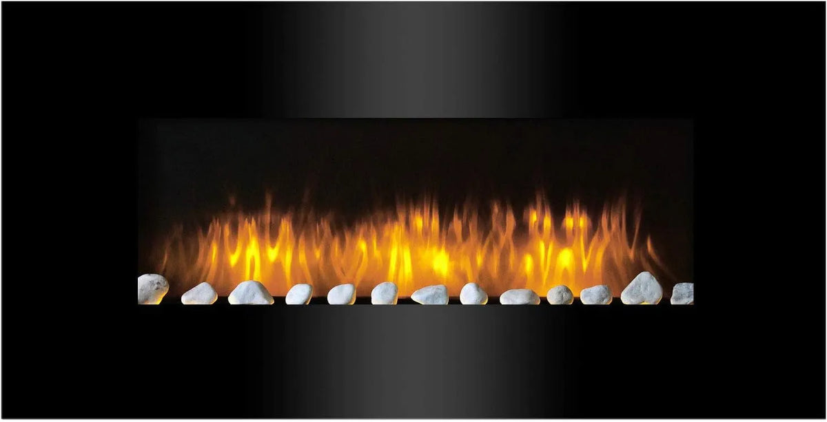 Elektrokamin Vancouver, Leistung 2000 W, Elektroherd mit LED-Flammen, Wandmontage, Elektroheizung 105,5 x 48 x 12 cm, mit Heizung, in Schwarz