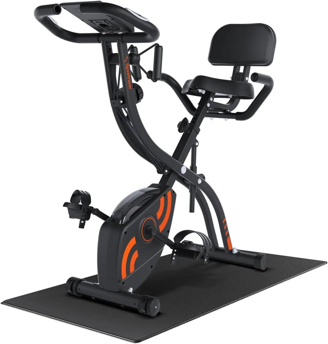 Fahrrad Sportneer Heimtrainer, 4-in-1 Ergometer Heimtrainer, Spinning Bike Indoor mit 16 Widerstandsstufen, Klappbar, Für Anfänger & Profis