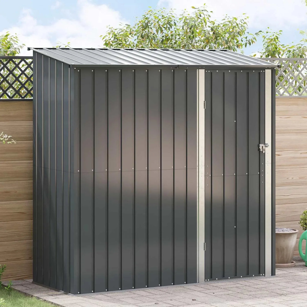 Anthrazit Maße 203 x 85,5 x 200 cm Lagerhaus Metall Gartenhütte
