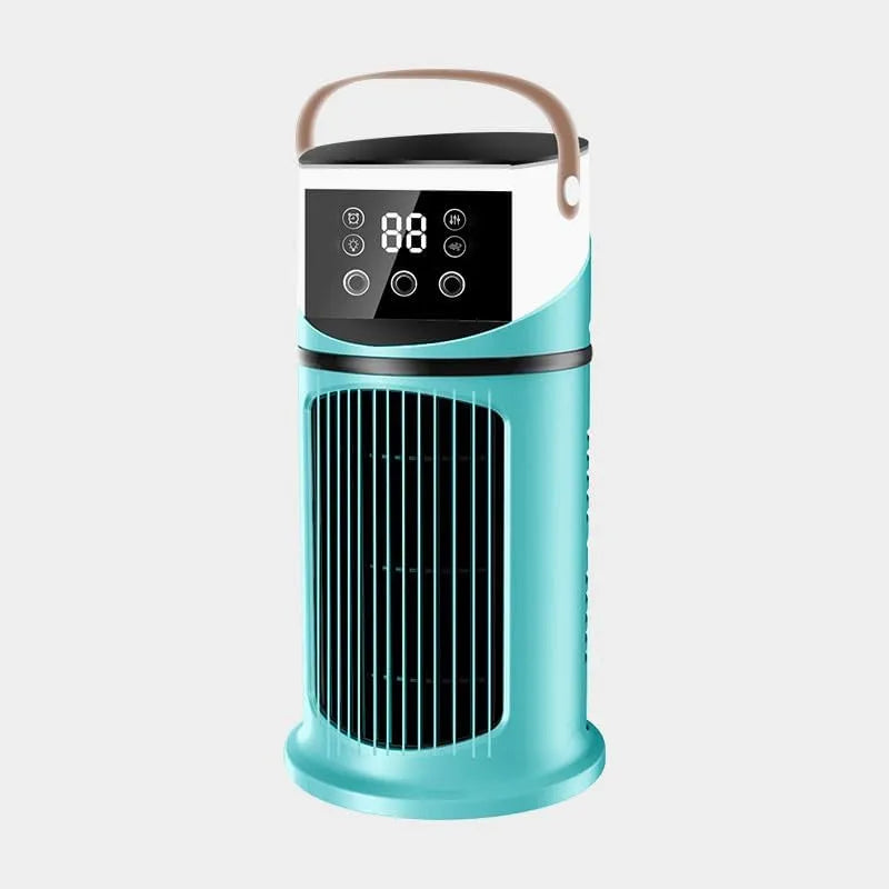 Ventilator, 4-Stufen Timer, Mobiler Klima-Luftkühler ohne Abluftschlauch, mit Wasserkühlung und Luftbefeuchter, Türkis