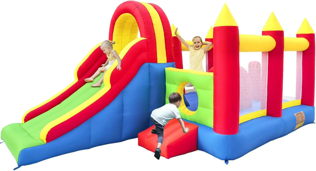 XXL Ballsea Hüpfburg, Riesiges aufblasbares Schloss mit großer Rutsche und Trampolin, Maße 592x290x216 cm, ohne Gebläse