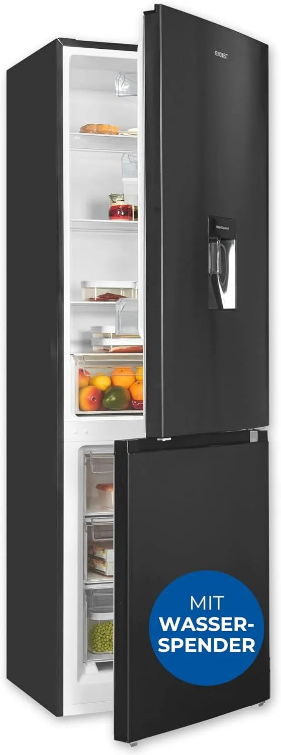 Exquisit Kühl-Gefrierkombination 4-Sterne-Gefrieren KGC5320-95-E-WS-040C, Kühlschrank mit Wasserspender, 186 cm Höhe, Fassungsvermögen 313 Liter