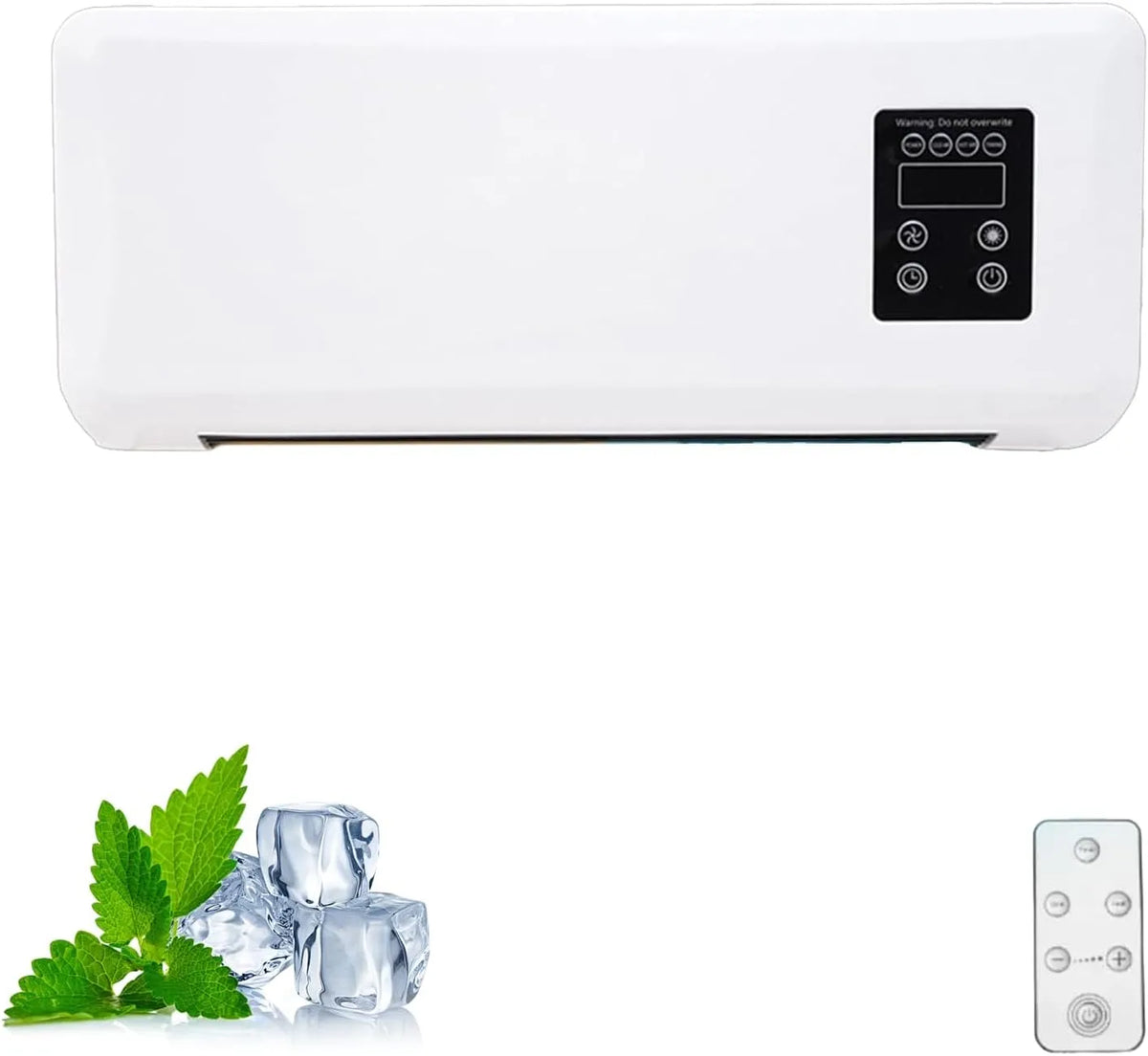 Klimaanlage 2000-W-Mini-Wandklimagerät, 2-in-1 Wandklimaanlage mit Heiz- und Kühlfunktion, ohne Außengerät, inklusive Fernbedienung