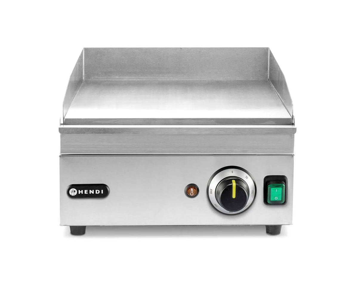 Hendi Grill 325x485x, Spannung 230V, 222mm, glatte Ausführung, kompakt, Tischgrill, Edelstahl, Temperatur bis 300°C regelbar, Leistung 2000W
